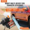 VEVOR Fuel Transfer Pump, 12V DC 15 GPM 1/4 HP, Portable Electric Diesel Transfer Pump with Auto Shut-Off Fuel Nozzle, Long Inlet & Outlet Hose for Gasoline, Diesel, Kerosene, Methanol Blends
