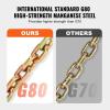 VEVOR G80 Transport Binder Chain, 5/16″ x 14.2′ Tow Chain with Clevis Grab Hooks, 4900 lbs Safe Working Load, Heavy Duty Trailer Logging Chain for Transporting Towing Truck Tie Down Binding Equipment(2 Pack)