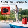 VEVOR Marine Tank, 6.34-Gallon/24-L Portable Tank with 9.8ft Hose, Gauge for Outboard Engine, Yacht, Fishing, Deck Boat, Red