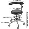 VEVOR Medical Dental Stool, Dental Assistant Chair with 360 Degree Rotation Armrest PU Leather, Height Adjustable Heavy Duty Rolling Stool for Dental Lab Salon Home(Black)