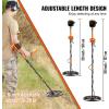 VEVOR Metal Detector for Adults & Kids, 10 Inch Waterproof Search Coil with LCD Display 7 Modes, Adjustable 41”-52” Aluminum Stem, DSP Chip Higher Accuracy Gold Detector 10” Detection Depth(12inch)
