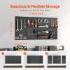 VEVOR Metal Pegboard Panels, 24″ x 12″ Pegboard, 4 Panels, Heavy Duty Peg Board Wall Organizer with Accessories, for Living Room Garage Tool Storage Office Organization Craft Room Kitchen Home, Black(4 PCS)