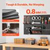 VEVOR Metal Pegboard Panels, 24″ x 12″ Pegboard, 4 Panels, Heavy Duty Steel Peg Board Wall Organizer, for Living Room Garage Tool Storage Workbench Office Organization Craft Room Kitchen Home, Black(36″ x 24″)