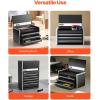 VEVOR Metal Tool Box, 20.5-inch, Portable Metal Tool Box with 4 Drawers, Small Tool Chest with EVA Liners, Ball Bearing Slide Drawers Locking & Powder Coated Finish, Multi-Function Tool Organizer(Black-3 Drawer)