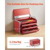 VEVOR Metal Tool Box, 20.5-inch, Portable Metal Tool Box with 4 Drawers, Small Tool Chest with EVA Liners, Ball Bearing Slide Drawers Locking & Powder Coated Finish, Multi-Function Tool Organizer(Red-3 Drawer)