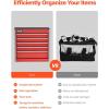 VEVOR Metal Tool Box, 20.5-inch, Portable Metal Tool Box with 4 Drawers, Small Tool Chest with EVA Liners, Ball Bearing Slide Drawers Locking & Powder Coated Finish, Multi-Function Tool Organizer(Red-5 Drawer)