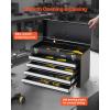 VEVOR Metal Tool Box, 20.5-inch, Portable Metal Tool Box with 4 Drawers, Small Tool Chest with EVA Liners, Ball Bearing Slide Drawers Locking & Powder Coated Finish, Multi-Function Tool Organizer(Black-4 Drawer)