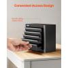 VEVOR Metal Tool Box, 20.5-inch, Portable Metal Tool Box with 4 Drawers, Small Tool Chest with EVA Liners, Ball Bearing Slide Drawers Locking & Powder Coated Finish, Multi-Function Tool Organizer(Black-5 Drawer)