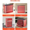 VEVOR Metal Tool Box, 8.6-inch, Portable Metal Tool Box with 3 Drawers, Small Tool Chest with EVA Liners and PP Feet Pads, Heavy-Duty Steel With Ball Bearing Opening and Powder Coated Finish, Black(Red-5 Drawer)