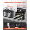 VEVOR Metal Tool Box, 8.6-inch, Portable Metal Tool Box with 3 Drawers, Small Tool Chest with EVA Liners and PP Feet Pads, Heavy-Duty Steel With Ball Bearing Opening and Powder Coated Finish, Black(Black-4 Drawer)