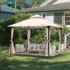 VEVOR Patio Gazebo for 6-8 Person, 10 x 10 FT Backyard Gazebo, with Mosquito Netting, Metal Frame, and PU Coated 180G Polyester, Outdoor Canopy Shelter for Patio, Backyard, Lawn, Garden, Deck(Beige/Black)