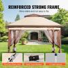 VEVOR Patio Gazebo for 6-8 Person, 10 x 10 FT Backyard Gazebo, with Mosquito Netting, Metal Frame, and PU Coated 180G Polyester, Outdoor Canopy Shelter for Patio, Backyard, Lawn, Garden, Deck(Brown)
