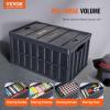 VEVOR Plastic Collapsible Storage Basket, 45L 3 Packs, Folding Stackable Storage Containers/Bins with Handles, Large Heavy Duty Containers for Clothes, Toys, Books, Snack, Shoes and Grocery Organizing(65L-Black)