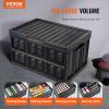 VEVOR Plastic Collapsible Storage Basket, 45L 3 Packs, Folding Stackable Storage Containers/Bins with Handles, Large Heavy Duty Containers for Clothes, Toys, Books, Snack, Shoes and Grocery Organizing(45L-Black)