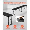 VEVOR Plastic Folding Bench, 6ft Portable Folding Bench, Smooth High Density Polyethylene Waterproof Outdoor Bench, Picnic Camping Table with Handle for Garden Soccer Playtime, White (2 Pack)(Black)