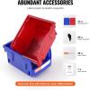 VEVOR Plastic Storage Bins 12 Pack (11 x 5 x 5-Inch), Hanging Stackable Storage Organizer Bins, Heavy Duty Stacking Containers for Closet, Garage, Office, Home, Pantry or Small Parts Organization(Red&Blue-24PC-1L)