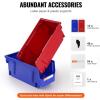 VEVOR Plastic Storage Bins 12 Pack (11 x 5 x 5-Inch), Hanging Stackable Storage Organizer Bins, Heavy Duty Stacking Containers for Closet, Garage, Office, Home, Pantry or Small Parts Organization(Red&Blue-12PC-5L)