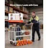 VEVOR Platform Truck, 2000 lbs Capacity Steel Flatbed Cart, 47″ Length x 24″ Width x 32″ Height Flat Dolly, Hand Trucks with 5″ Nylon Casters, Heavy-Duty Utility Push Carts for Luggage Moving(2000 LBS 6-in-1)