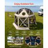 VEVOR Pop Up Gazebo Screen Tent 6 Sided Canopy Sun Shelter with 6 Removable Privacy Wind Cloths & Mesh Windows, 11.5×11.5FT Quick Set Screen Tent with Mosquito Netting, Brown(Beige)