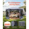 VEVOR Pop Up Gazebo Screen Tent 6 Sided Canopy Sun Shelter with 6 Removable Privacy Wind Cloths & Mesh Windows, 11.5×11.5FT Quick Set Screen Tent with Mosquito Netting, Brown(Gray)