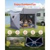 VEVOR Pop Up Gazebo Screen Tent 6 Sided Canopy Sun Shelter with 6 Removable Privacy Wind Cloths & Mesh Windows, 11.5×11.5FT Quick Set Screen Tent with Mosquito Netting, Brown(Gray)