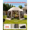 VEVOR Pop Up Gazebo Screen Tent 6 Sided Canopy Sun Shelter with 6 Removable Privacy Wind Cloths & Mesh Windows, 11.5×11.5FT Quick Set Screen Tent with Mosquito Netting, Brown(Beige)
