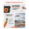 VEVOR Retractable Extension Cord Reel, 65 FT, Heavy Duty 12AWG/3C SJTOW Retractable Power Cord with Lighted Triple Tap Outlet, 15 Amp Circuit Breaker 180° Swivel Bracket for Ceiling or Wall Mount(Black & Orange)