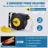 VEVOR Retractable Extension Cord Reel, 65 FT, Heavy Duty 12AWG/3C SJTOW Retractable Power Cord with Lighted Triple Tap Outlet, 15 Amp Circuit Breaker 180° Swivel Bracket for Ceiling or Wall Mount(Yellow)