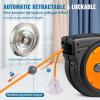 VEVOR Retractable Extension Cord Reel, 65 FT, Heavy Duty 12AWG/3C SJTOW Retractable Power Cord with Lighted Triple Tap Outlet, 15 Amp Circuit Breaker 180° Swivel Bracket for Ceiling or Wall Mount(Orange)