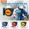 VEVOR Retractable Extension Cord Reel, 65 FT, Heavy Duty 12AWG/3C SJTOW Retractable Power Cord with Lighted Triple Tap Outlet, 15 Amp Circuit Breaker 180° Swivel Bracket for Ceiling or Wall Mount(Orange)