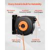 VEVOR Retractable Extension Cord Reel, 65 FT, Heavy Duty 12AWG/3C SJTOW Retractable Power Cord with Lighted Triple Tap Outlet, 15 Amp Circuit Breaker 180° Swivel Bracket for Ceiling or Wall Mount(Black & Orange)