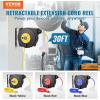 VEVOR Retractable Extension Cord Reel, 65 FT, Heavy Duty 12AWG/3C SJTOW Retractable Power Cord with Lighted Triple Tap Outlet, 15 Amp Circuit Breaker 180° Swivel Bracket for Ceiling or Wall Mount(Yellow)