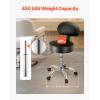 VEVOR Rolling Stool with Wheels, 450 LBS Weight Capacity Round Rolling Stool Chair, Height Adjustable Thickened PU Leather Swivel Stool for Salon, Spa, Massage, Tattoo, Clinic, Black(Modern)