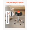 VEVOR Rolling Stool with Wheels, 450 LBS Weight Capacity Round Rolling Stool Chair, Height Adjustable Thickened PU Leather Swivel Stool for Salon, Spa, Massage, Tattoo, Clinic, Black(Rolling Stool)