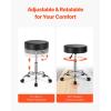 VEVOR Rolling Stool with Wheels, 450 LBS Weight Capacity Round Rolling Stool Chair, Height Adjustable Thickened PU Leather Swivel Stool for Salon, Spa, Massage, Tattoo, Clinic, Black(Rolling Stool)