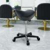 VEVOR Saddle Stool with Wheels, 400 LBS Weight Capacity, Height Adjustable Thickened PU Leather Swivel Saddle Stool Chair for Salon, Spa, Tattoo, Clinic, Black