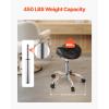 VEVOR Saddle Stool with Wheels, 450 LBS Weight Capacity Ergonomic Rolling Stool, Height Adjustable Thickened PU Leather Swivel Saddle Chair for Salon, Spa, Massage, Tattoo, Clinic, Black(Black)
