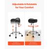 VEVOR Saddle Stool with Wheels, 450 LBS Weight Capacity Ergonomic Rolling Stool, Height Adjustable Thickened PU Leather Swivel Saddle Chair for Salon, Spa, Massage, Tattoo, Clinic, Black(Black)