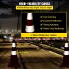 VEVOR Safety Cones, 12 x 28″ Traffic Cones, PVC Orange Construction Cones, 2 Reflective Collars Traffic Cones with Weighted Base and Hand-Held Ring Used for Traffic Control, Driveway Road Parking(12)