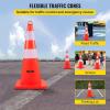 VEVOR Safety Cones, 12 x 28″ Traffic Cones, PVC Orange Construction Cones, 2 Reflective Collars Traffic Cones with Weighted Base and Hand-Held Ring Used for Traffic Control, Driveway Road Parking(6)