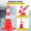 VEVOR Safety Cones, 12 x 28″ Traffic Cones, PVC Orange Construction Cones, 2 Reflective Collars Traffic Cones with Weighted Base and Hand-Held Ring Used for Traffic Control, Driveway Road Parking(10)