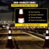 VEVOR Safety Cones, 12 x 28″ Traffic Cones, PVC Orange Construction Cones, 2 Reflective Collars Traffic Cones with Weighted Base and Hand-Held Ring Used for Traffic Control, Driveway Road Parking(10)