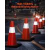VEVOR Safety Cones, 6 Pack 36″ Traffic Cones, PVC Orange Construction Cones with Reflective Collars and Black Weighted Base, for Traffic Control, Driveway Road Parking and School Improvement(18″H(5Pack))