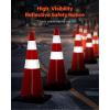 VEVOR Safety Cones, 6 Pack 36″ Traffic Cones, PVC Orange Construction Cones with Reflective Collars and Black Weighted Base, for Traffic Control, Driveway Road Parking and School Improvement(30”)