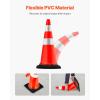 VEVOR Safety Cones, 6 Pack 36″ Traffic Cones, PVC Orange Construction Cones with Reflective Collars and Black Weighted Base, for Traffic Control, Driveway Road Parking and School Improvement(30”)
