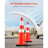 VEVOR Safety Cones, 6 Pack 36″ Traffic Cones, PVC Orange Construction Cones with Reflective Collars and Black Weighted Base, for Traffic Control, Driveway Road Parking and School Improvement(36″(6Cones))