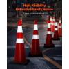 VEVOR Safety Cones, 6 Pack 36″ Traffic Cones, PVC Orange Construction Cones with Reflective Collars and Black Weighted Base, for Traffic Control, Driveway Road Parking and School Improvement(36″(6Cones))