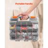 VEVOR Small Parts Organizer, 34-Compartment Double Side Tools Organizer Box with 24 Removable Dividers, PP Hardware Storage Box with Safety Latch & Portable Handle for Nuts, Bolts, Screws, Nails(1 PC Double Side)