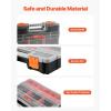VEVOR Small Parts Organizer, 34-Compartment Double Side Tools Organizer Box with 24 Removable Dividers, PP Hardware Storage Box with Safety Latch & Portable Handle for Nuts, Bolts, Screws, Nails(3 PC)