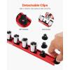 VEVOR Socket Organizer Rail Set, 3PCS Metric & SAE Aluminum Socket Organizers, 1/4”, 3/8” & 1/2” Heavy-Duty Socket Holder with 360° Rotating Clips for Tool Box, Hold up to 40 Sockets, Red & Black(Socket Rail Holder)